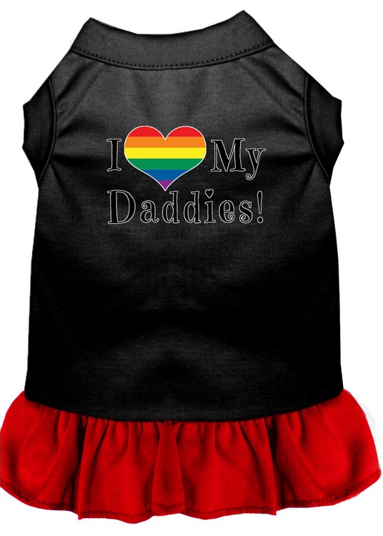 I Heart my Daddies Screen Print Dog Dress Black with Red Med